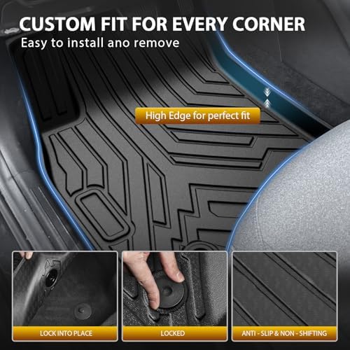 Powerty Floor Mats Cargo Liner for Kia K4 2025 2026 2027 All Weather 3D TPE Anti-Slip Car Protection, 1st & 2nd Row Set with Rear Cargo Mat Accessories