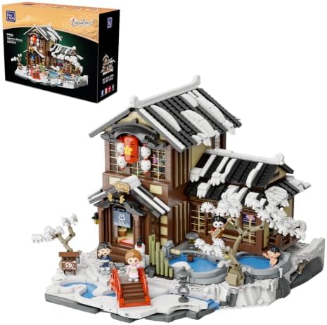 PANTASY Japanese Onsen Building Set for Adults, Snowy Hot Spring Inn