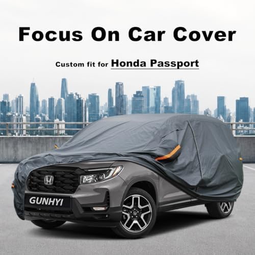 GUNHYI Premium Car Cover Custom Fit Honda Passport, 16 Layers Heavy Duty Car Cover Waterproof All Weather with Zipper Door for Sun Rain Snow Dust Uv Protection