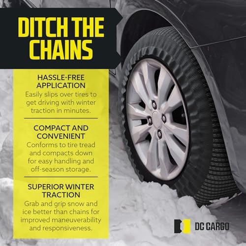 Snow Socks for Tires - Great Alternative to Tire Chains for Cars, 3D Fabric for Maximum Tire Traction & Grip, Fits SUVs, Most Subaru Models, Minivans, Pickups & Sedans (Set of 2) - Small