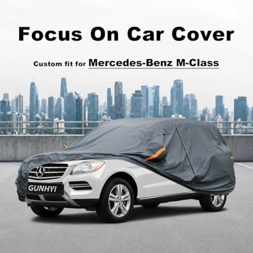 GUNHYI Premium Car Cover Custom Fit Mercedes-Benz M-Class, 16 Layers Heavy Duty Car Cover Waterproof All Weather with Zipper Door for Sun Rain Snow Dust Uv Protection