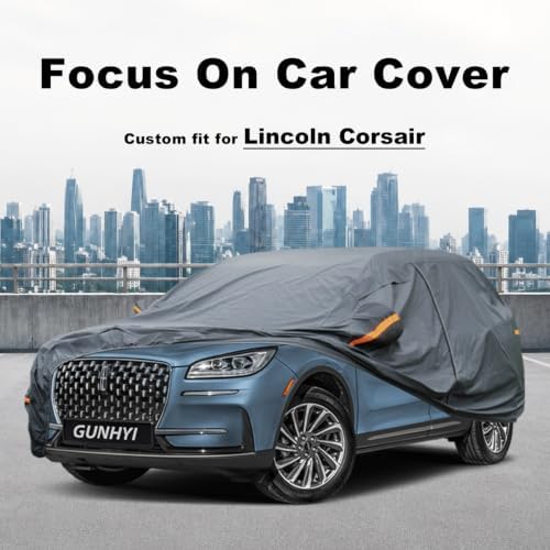 GUNHYI Premium Car Cover Custom Fit Lincoln Corsair, 16 Layers Heavy Duty Car Cover Waterproof All Weather with Zipper Door for Sun Rain Snow Dust Uv Protection