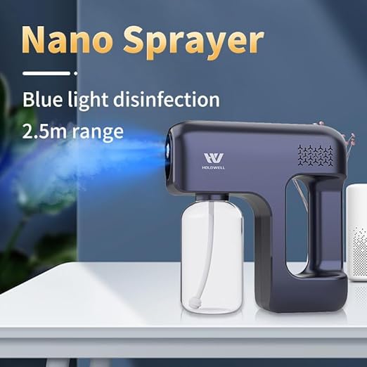 Disinfectant Fogger Machine, Cordless Electric Blue Light Disinfection Gun, Nano Sprayer for Salon/School/Hospital/Home/Office/Car/Gym/High-Contact Item Etc. (Blue)