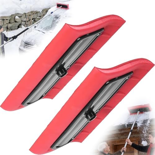 Foam Head Roof Snow Rake, Snow Roof Rake Head,S-Shape Extra-Wide 15.7-Inch Scratch-Free Foam Broom Scraper, Snows Foams Broom Scraper Pusher Lightweight No-Scratch Snows Brush for Vehicles (2Pcs)