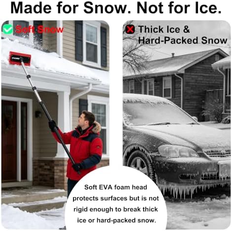 Telescoping Roof Rake for Snow Removal, 20FT Extendable Snow Rake, EVA Head