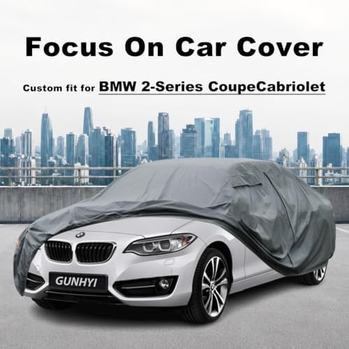 GUNHYI Premium Car Cover Custom Fit BMW 2-Series Coupe/Cabriolet, 16 Layers Heavy Duty Car Cover Waterproof All Weather with Zipper Door for Sun Rain Snow Dust Uv Protection