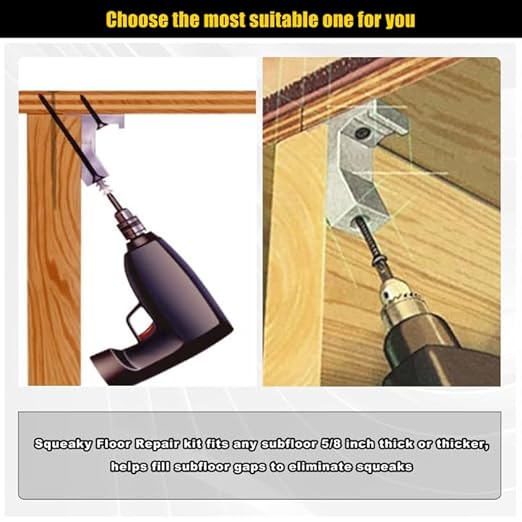 CNQLIS Squeaky Wood Relief Floor Repair Kit Can be Safely Used on Any 5/8 inch or Thicker subfloor,Eliminating Squeaky Floor Sounds,Without Holes(White,6 Pcs)