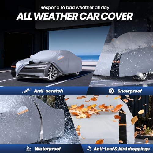 Multi-Layer Car Cover Custom Fit for Lucid Air(EV) (2021-2026), 100% Waterproof All Weather for Automobiles, Gift with Towel, Heavy Duty Car Covers for Rain Sun UV Protection with Door Zipper.