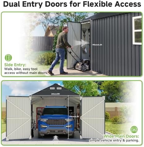 Real Relax 12x20FT Heavy Duty Metal Carport, Fully Enclosed Storage Shed