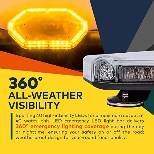 LAMPHUS NanoFlare 12 Inch 40W Amber White LED Strobe Light Bar For Truck