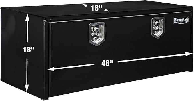 Buyers Products 1702310 Black Steel Underbody Truck Box with T-Handle Latch, 18 x 18 x 48 Inch, Contractor Toolbox With Durable Lock, Job Tool Chest For Storage And Organization