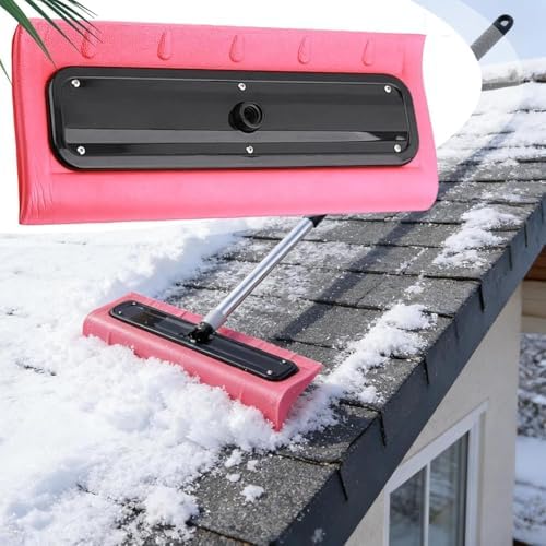 Foam Head Roof Snow Rake, Snow Roof Rake Head,S-Shape Extra-Wide 15.7-Inch Scratch-Free Foam Broom Scraper, Snows Foams Broom Scraper Pusher Lightweight No-Scratch Snows Brush for Vehicles (2Pcs)