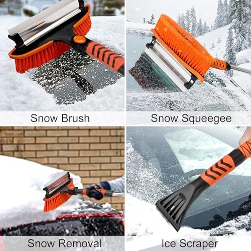 Heavy-Duty Remover Portable Snow Brush 42" Detachable Grip 180° Sturdy for Car Windshield, Car Auto Truck SUV, Vehicle