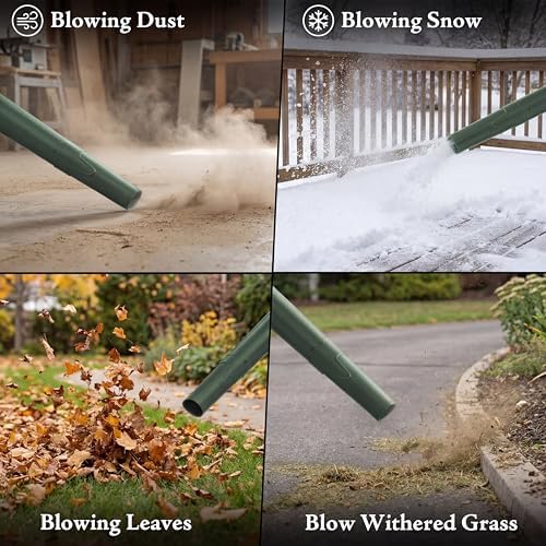 Leaf Blower Cordless with Battery and Charger, 500 CFM/200 MPH, Electric Leaf Blowers with 2 Speeds, 2 Extended Tubes, 1 x 2.0 Ah Battery-Powered Leaf Blowers for Lawn Care, Blowing Leaves, Yard(RED)