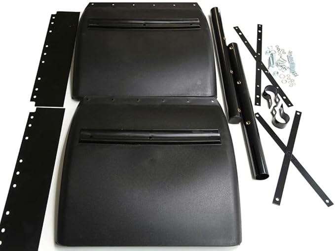 Mytee Products (4 Pack/8 Pcs) Black Poly Quarter Fender for Semi Truck Set 24"x24" - Standard Mounting Tube Bracket Kit Included - Semi Truck Accessories for Kenworth Freightliner Peterbilt