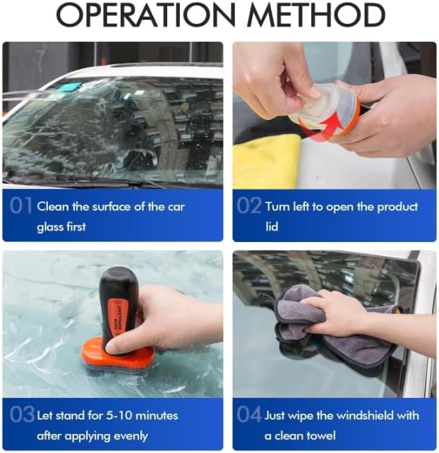 Glass Cleaning Board, Glass Coating for Windshield, Windshield Hydrophobic, 2-in-1 Glass Cleaner Plus Rain Repellent,Suitable for All Types of Glass Surfaces,Improves Clarity (2pcs)