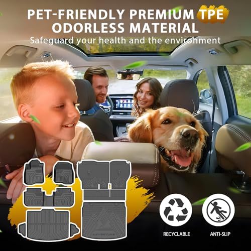 Powerty Floor Mats for 2023-2025 2026 Honda CRV (Gas Model Only), All Weather 3D TPE Anti-Slip Upper & Lower Position Trunk Cargo Liner Seat Back Covers Protectors Full Set Car Accessories