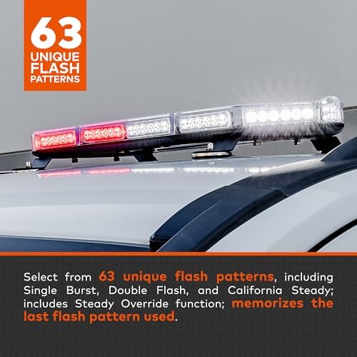 LAMPHUS NanoFlare 26 Inch 80W Amber Blue LED Strobe Light Bar For Trucks