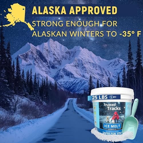 FIREKI Ice Melt, Pet Safe Ice Melt 25 LBS Premium Snow Melter, Pure Magnesium Chloride, Safer for Pets, Concrete, Effective to -35 F, 25 lb