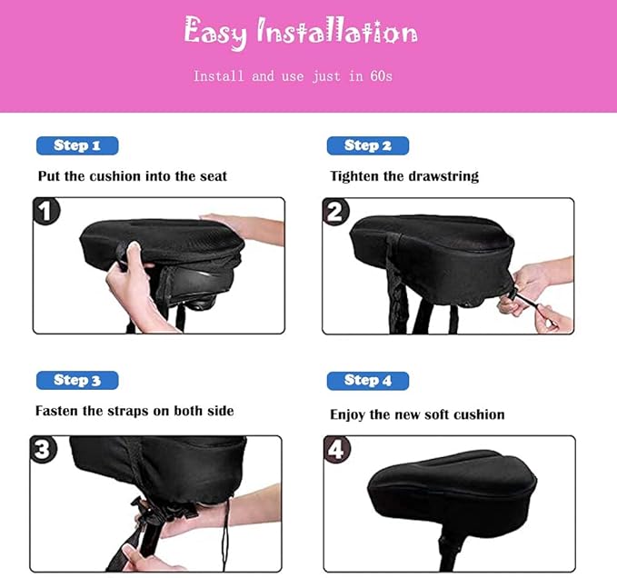 Kids Gel Bike Seat Cushion Cover for Boys & Girls, 9"x6" Breathable & Extra Soft Memory Foam Children Bicycle Saddle Pad with Water&Dust Resistant Cover