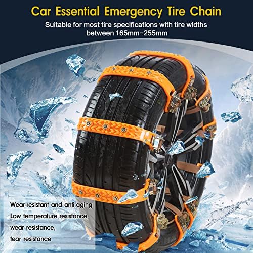 Snow Chains, Anti Slip, Non-metallic, Emergency Tire Chains Suitable for Cars, Trucks, Pickup, SUVs with Tire Width of 245-275mm(14 Pack, Yellow)
