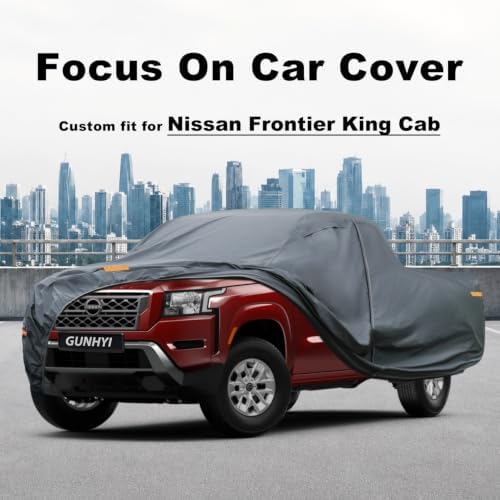 GUNHYI Premium Truck Cover Custom Fit Nissan Frontier, 16 Layers Heavy Duty Truck Cover Waterproof All Weather with Zipper Door for Sun Rain Snow Dust Uv Protection