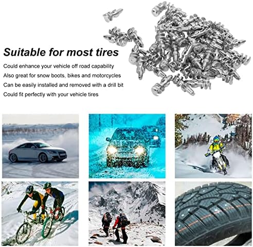 KIMISS Anti-Slip Snow Tire Studs, 50 Pcs Car Tire Spikes, Strong Grip Universal Anti-Skid Tire Studs for Auto Truck Off-Road Vehicles