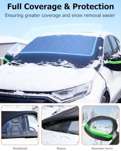 DMJN[2026 Upgraded Car Windshield Cover for Ice and Snow,Windshield Snow Cover for Winter Snow & Frost, 700D Heavy-Duty, Suitable for Trucks-X Large