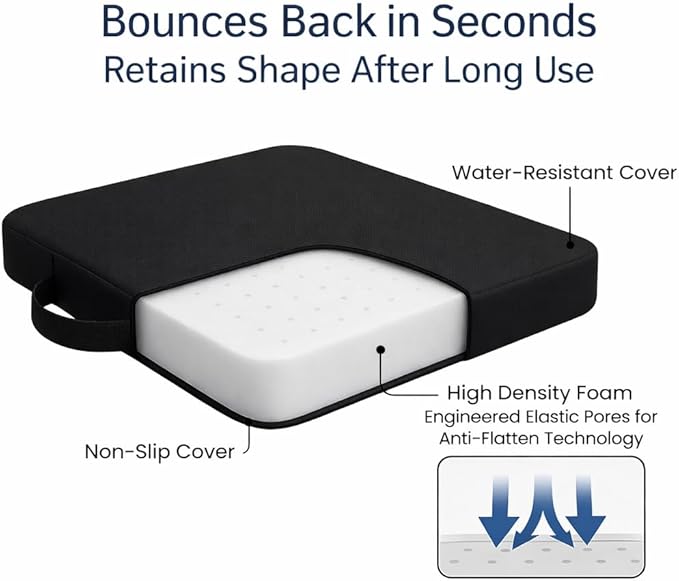 Extra Thick Stadium Seat Cushion – Waterproof 2.8" Bleacher Cushions for Adults - 2-Pack Portable Bleacher Seat Cushion - Lightweight Stadium Seat Pads - Boat & Outdoor Bench Cushion Pad