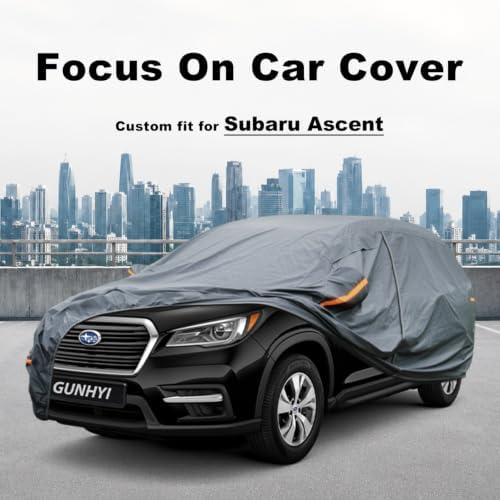 GUNHYI Premium Car Cover Custom Fit Subaru Ascent, 16 Layers Heavy Duty Car Cover Waterproof All Weather with Zipper Door for Sun Rain Snow Dust Uv Protection