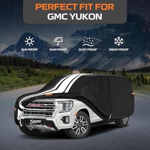 Kayme Heavy Duty Car Cover Custom Fit for GMC Yukon (1991-2026) Waterproof