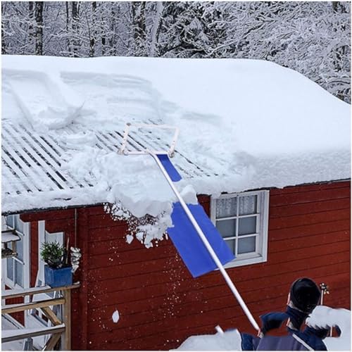 MUHM Tarp, Snow Roof Rake, 30FT Adjustable Aluminum Roof Snow Removal Tool, 420D Oxford Cloth, Sturdy Cutting Frame, Anti-Slip Handle