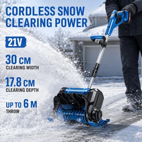 Battery Powered Snow Shovel, Brushless Motor, 30cm Clearing Width