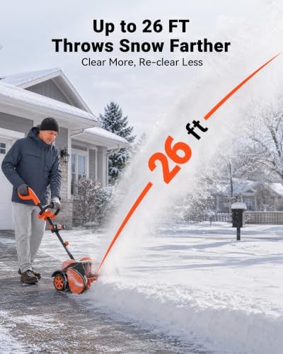 VOLTASK 48V 16.3-Inch Cordless Snow Shovel with LED Lights, Brushless Motor