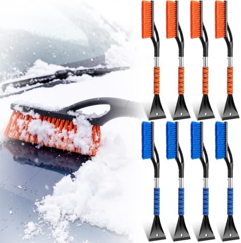 Uiifan 8 Pack 27" Snow Brush and Ice Scraper for Car SUV Truck,Orange,Blue