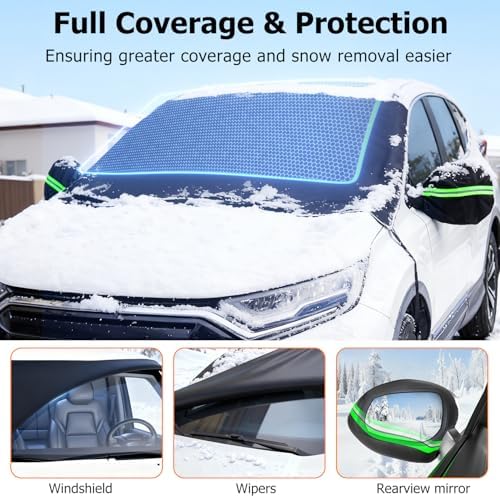 DMJN [2026 Upgraded Car Windshield Cover for Ice and Snow,Windshield Snow Cover for Winter Snow & Frost, 700D Heavy-Duty, Suitable for Cars, Suvs, Trucks-Large