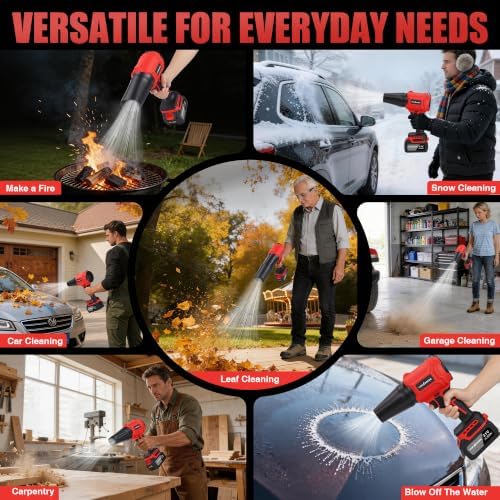 Cordless Leaf Blower with 3 x 4.0Ah Batteries and Fast Charger, Lightweight Electric Handheld Blower, Variable Speed for Lawn Care, Patio, Garage, Driveway Cleaning, Dust Removal and Car Drying
