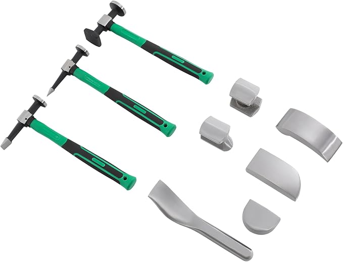 9PCS Dent Repair Kit, Auto Body Repair Tool Kit Auto Body Panel Fender Hammer Dolly Set Manual Automotive Sheet Metal Repair Tools w/Toolbox for Homes Repair Shops Car Maintenance Shops