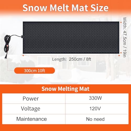 Heated Snow Melting Mat Anti-Slip Heating Pad 18.5in x 8.2ft