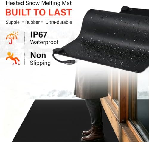 Heated Snow Melting Mat with GFCI,30" x 60" Heated Outdoor Mats for Walkway