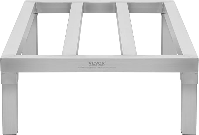 VEVOR Aluminum Dunnage Rack, 36” x 20” Commercial Food Floor Rack, 8” Off the Floor, 1800 lbs Capacity All-Welded Aluminum Storage, for Storage in Restaurants, Kitchens, Garages and Vehicles