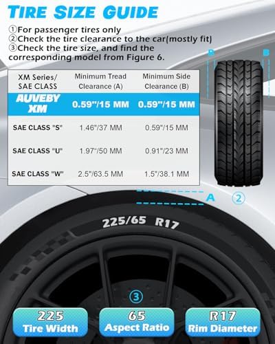 Snow-Chains Auto Fixing 1 Min Quick Fit Easy Installation Tire-Chains, Gifts for Safety, Portable Reusable Universal Emergency Tire Traction Chain for Passenger Car and SUV - Set of 2 (XM-120)