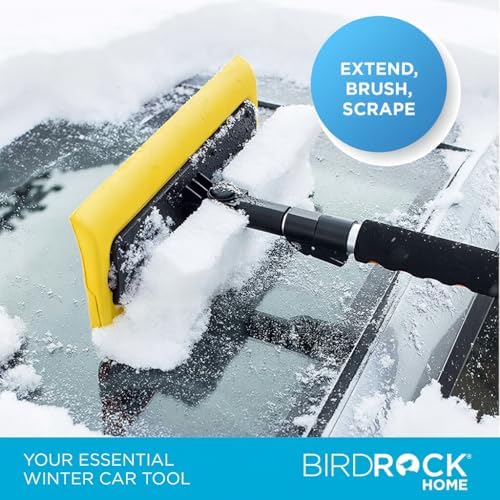BIRDROCK HOME Snow Brush and Ice Scraper for Car Windshield, Yellow, 55”