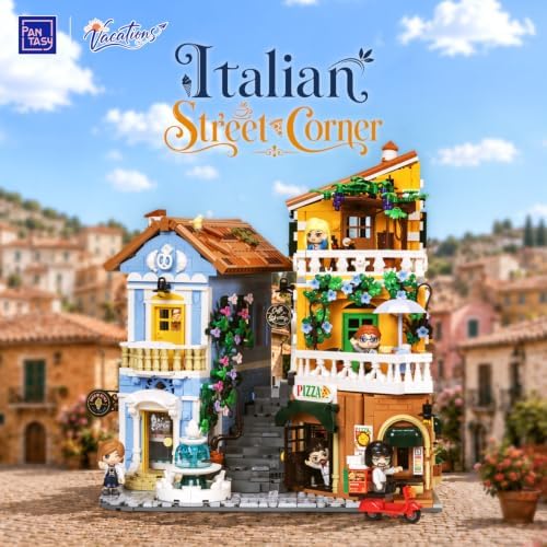 PANTASY Italian Corner Building Set for Adults, Modular City Street Model
