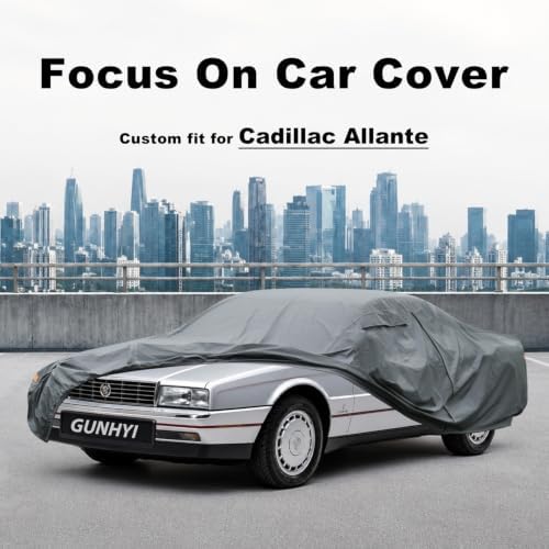 GUNHYI Premium Car Cover Custom Fit Cadillac Allante, 16 Layers Heavy Duty Car Cover Waterproof All Weather with Zipper Door for Sun Rain Snow Dust Uv Protection