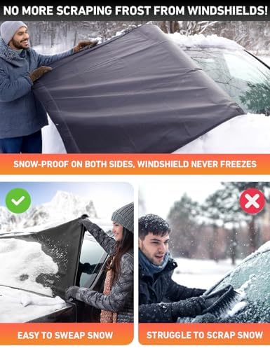 EcoNour Car Snow Cover Compatible for Chevrolet Equinox | Windshield Cover for Ice and Snow with S-Hook Straps | Heavy-Duty 600D Oxford Winter Car Cover, Waterproof & Anti-Slip