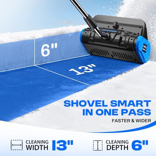 40V Cordless Snow Shovel, 13" Brushless Electric Snow Blower with 2 x 4.0Ah Batteries and Charger, 30 FT Throw, 16" Clearing Width, 8" Depth, for Driveway Deck Patio Walkway
