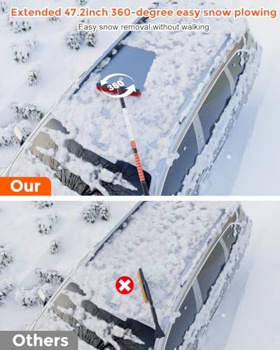 DooGooCoo 42" Extendable Snow Brush & Ice Scrapers for Car Windshield