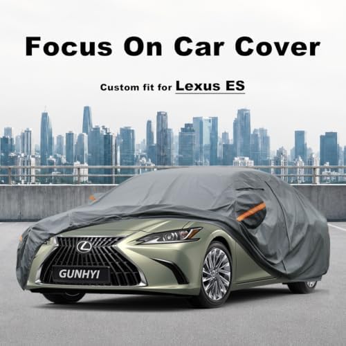 GUNHYI Premium Car Cover Custom Fit Lexus ES, 16 Layers Heavy Duty Car Cover Waterproof All Weather with Zipper Door for Sun Rain Snow Dust Uv Protection