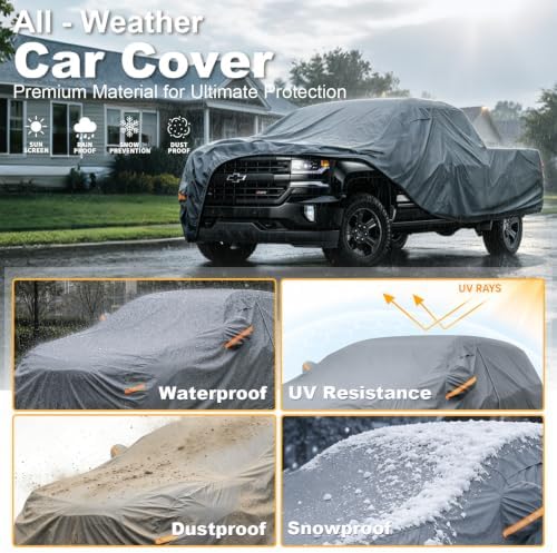 GUNHYI Premium Truck Cover Custom Fit Toyota Tundra CrewMax/Double Cab Short Bed, 16 Layers Heavy Duty Truck Cover Waterproof All Weather with Zipper Door for Sun Rain Snow Dust Uv Protection